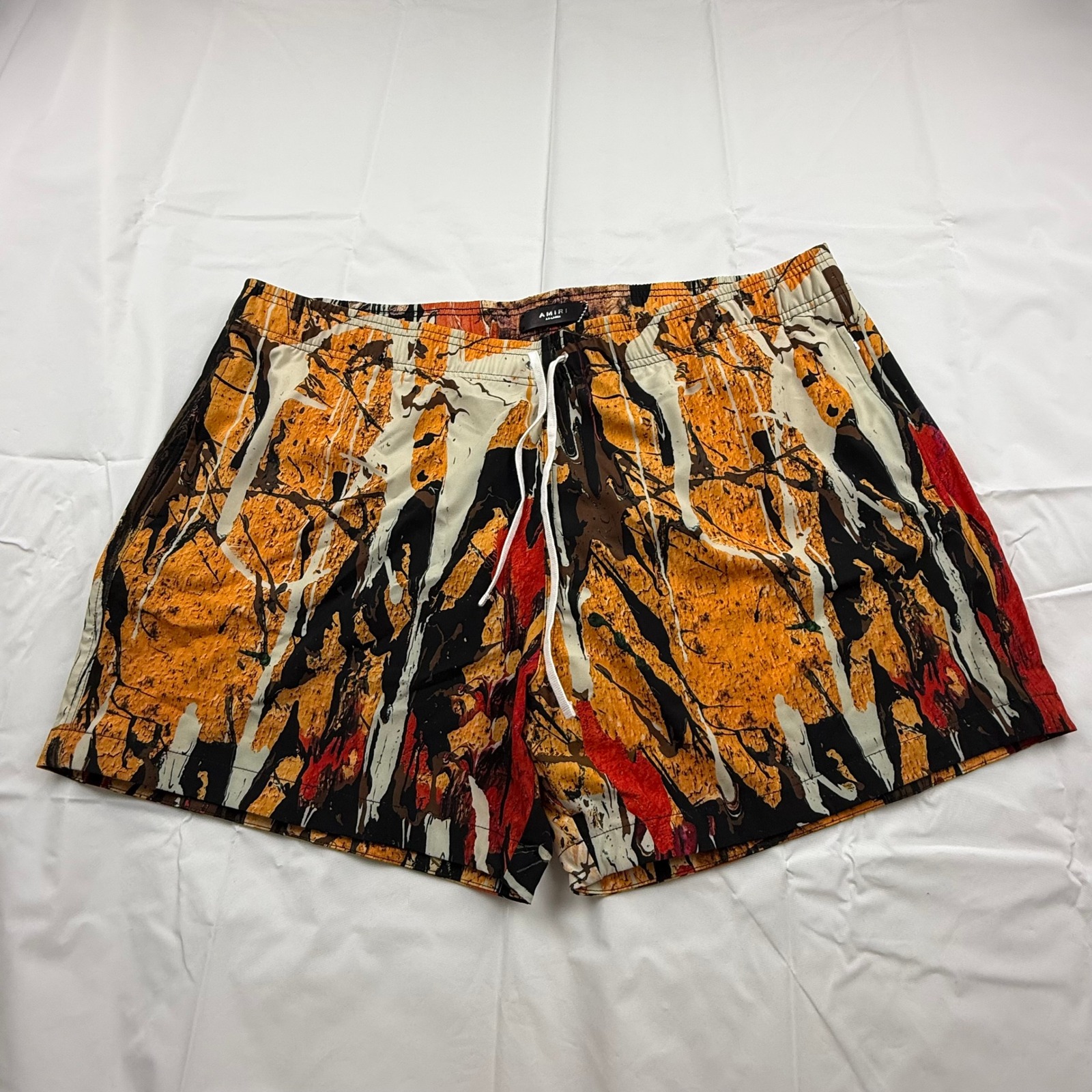 Amiri Paint Drip Swim Trunks Mens Xxl Multi Color Abstract Splatter Board Shorts